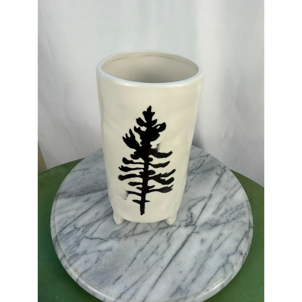 Modern Ceramic Pine Tree Footed Vase Planter 8.5
